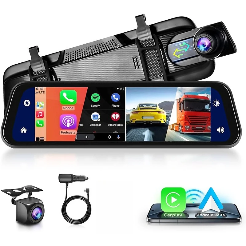 

Высокое разрешение 9,66-дюймовый автомобильный мобильный телефон Carplay с беспроводным подключением, записывающее устройство для вождения, передняя и задняя двойная запись 4K