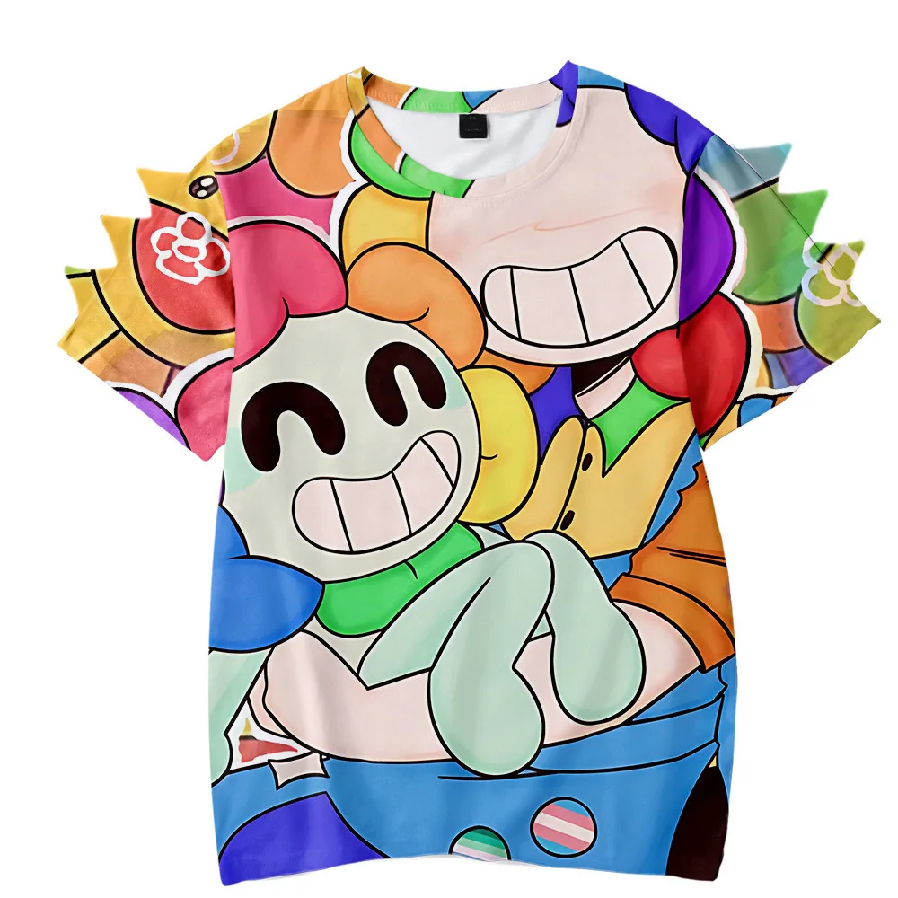 3D Dandy's World T-shirt Goob Pebble Dandys World Plushie Horror Game For Children Gifts Tops Short Sleeve