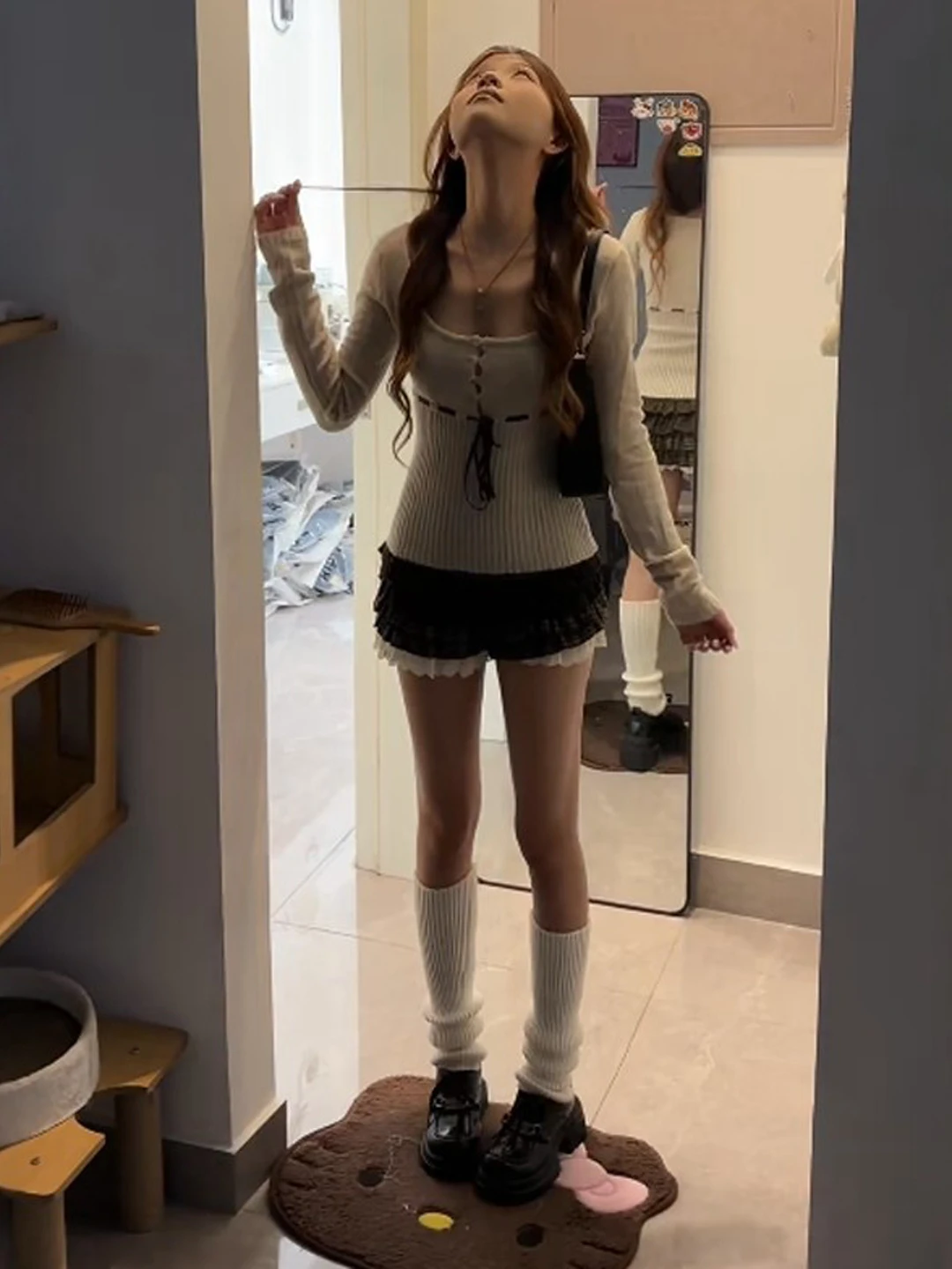 

Soft Sle Slim Fit Knitted Sweater Square Collar Gentle Faion Unique Beautiful Top for Spring 2026 Women's Faion