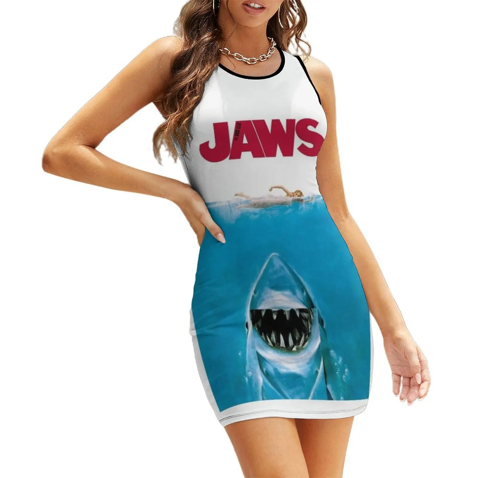 

Jaws shark smiling Sleeveless Sundress sensual sexy dress for women Female dress cute dress Bridesmaid woman