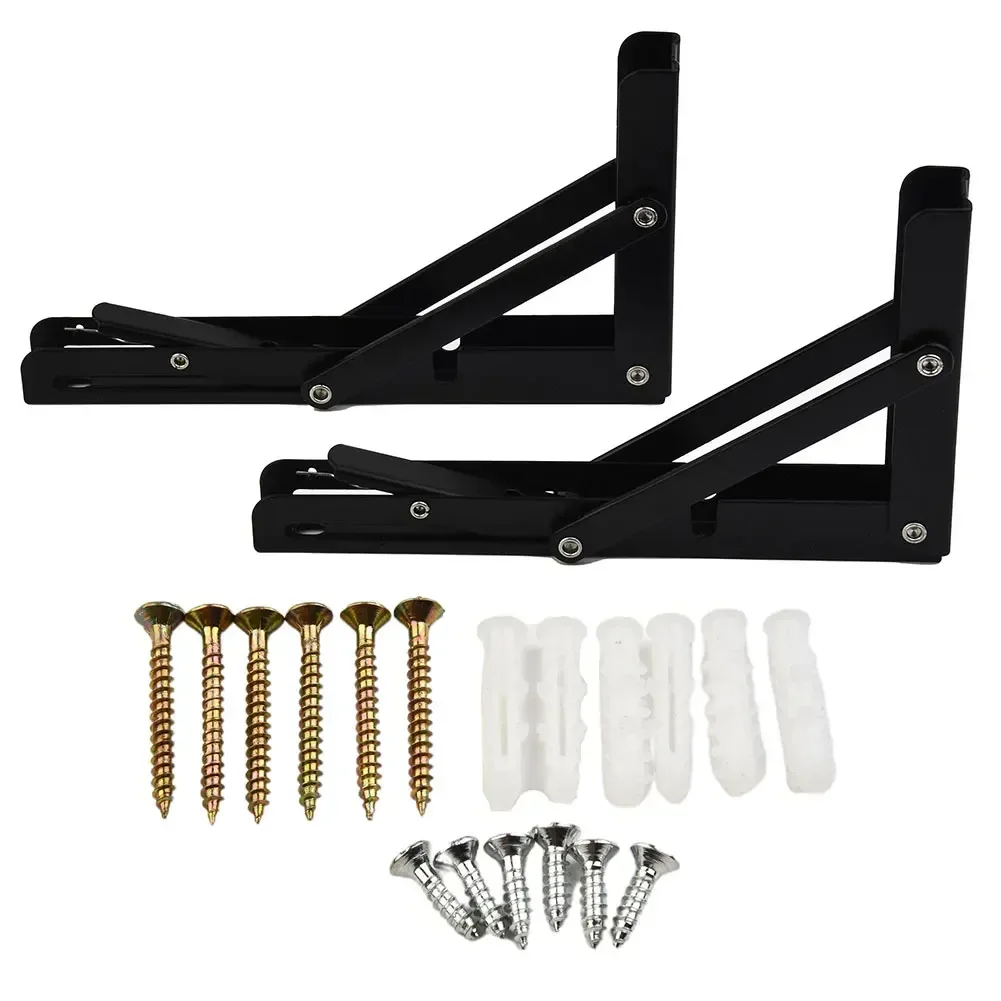 2pcs Campervan Folding Bracket Table Shelf Motorhome Caravan Black Finish Stainless Steel High Quality Camper RV Accessories NEW