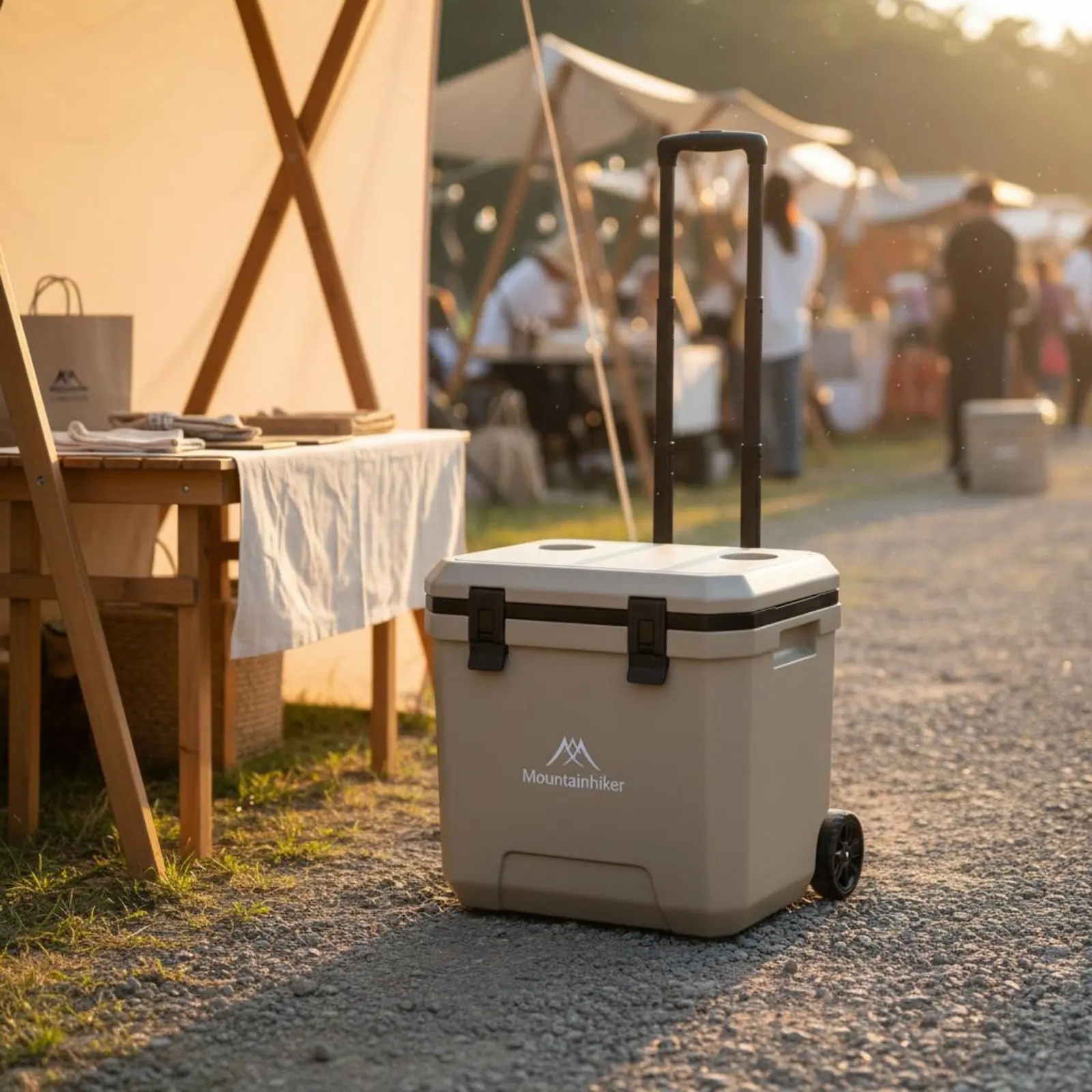 Wheeled Cooler Insulated Wheeled Cooler Box Portable Ice Chest Easy to Roll Cooling Gear Food Crisp for Market Stall, Car Travel view 2