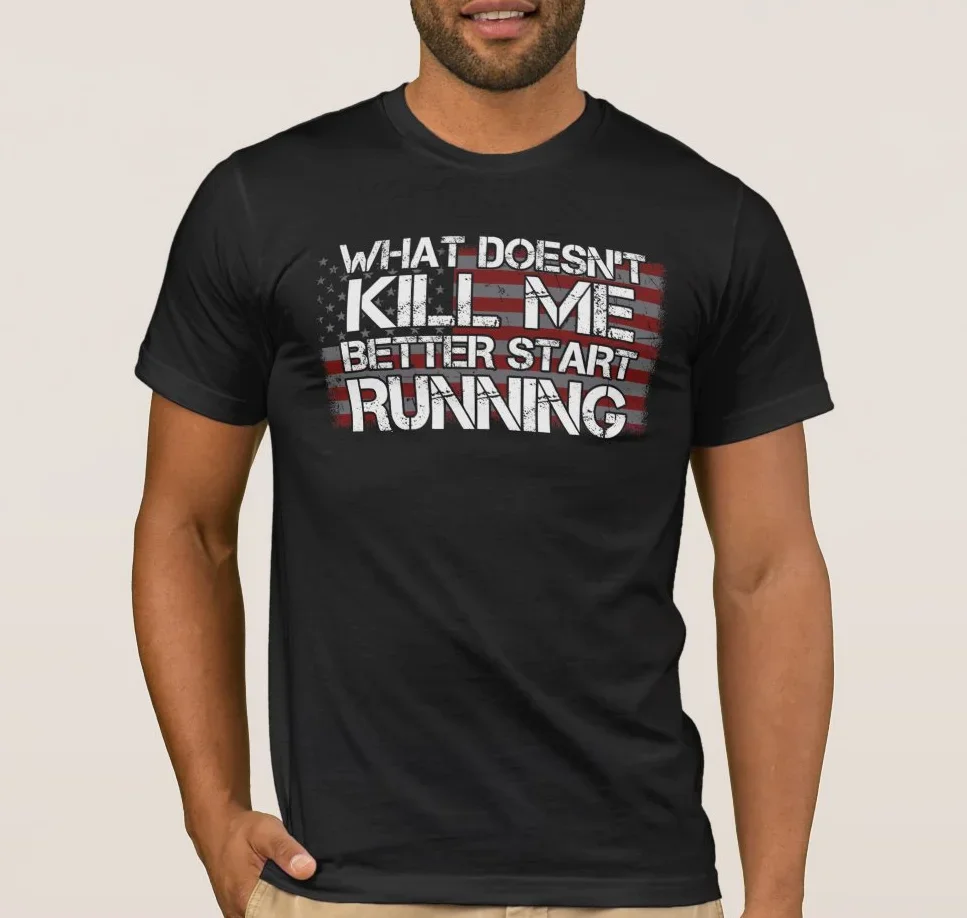 

Футболка «What Doesn't Kill Me Better Start Running Veteran», 100% хлопок, с круглым вырезом, летняя повседневная мужская футболка с короткими рукавами, размер S-3XL