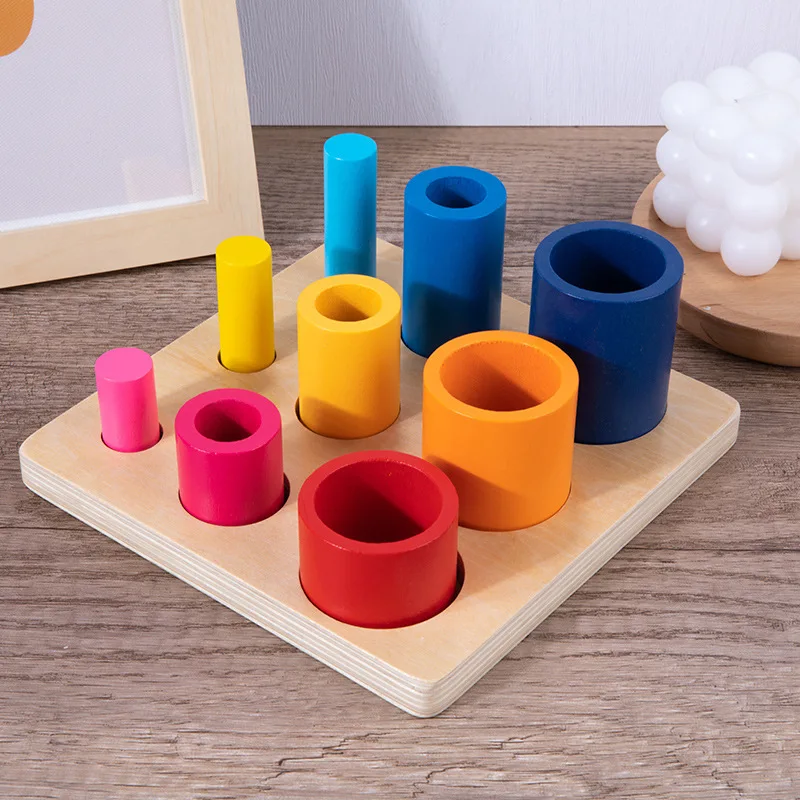 Kindergarten Montessori Early Childhood Teaching Aids Building Blocks Circular Ladder Shapes Three Color Gradient Cognition