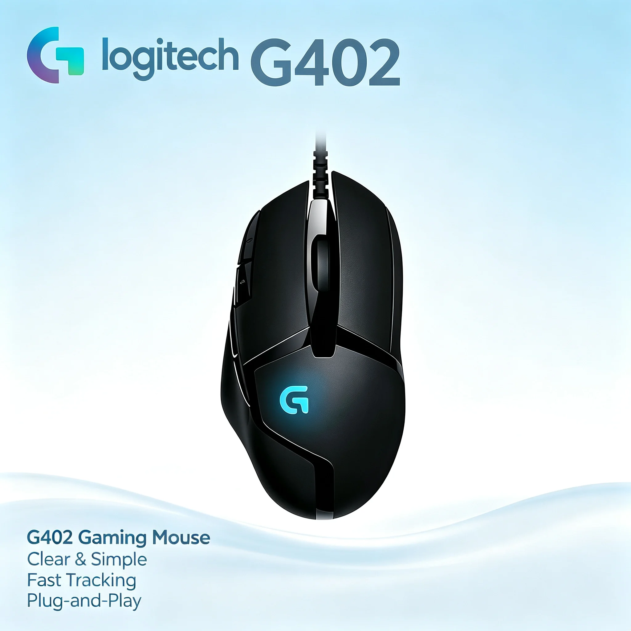 Logitech G402 Wired Gaming Mouse Ergonomic Shape RGB Backlit 8 Programmable Buttons Mice For PC Gamer