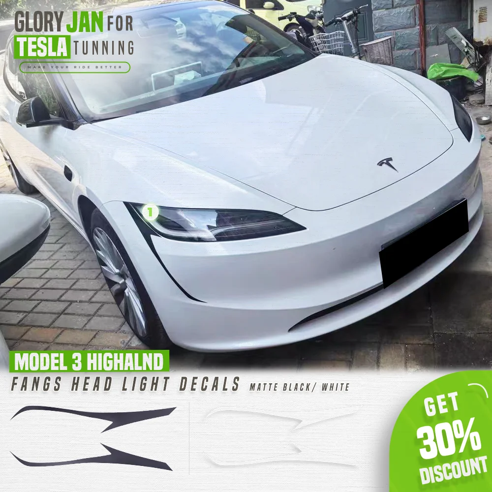 

Car Headlight Sticker For Tesla Model 3 Highland 2024 Strips Bumper Fang Shadow Decals Model 3 Refresh Auto Exterior Accessories