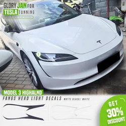 Car Headlight Sticker For Tesla Model 3 Highland 2024 Strips Bumper Fang Shadow Decals Model 3 Refresh Auto Exterior Accessories