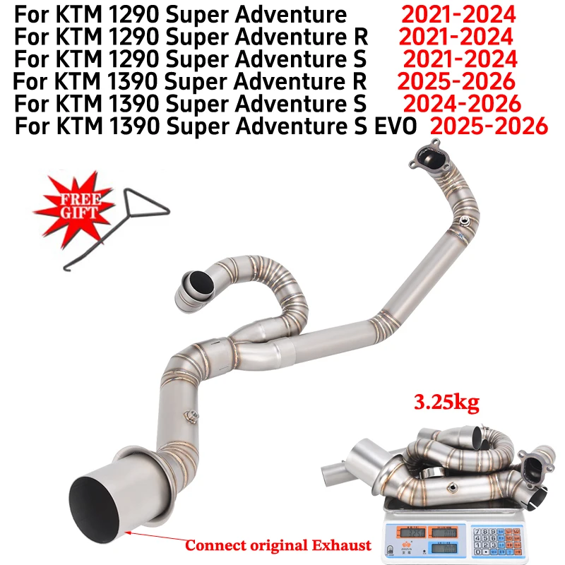 For KTM 1290 1390 Super Adventure R S EVO ADV 2021 - 2026 Motorcycle Exhaust Escape Header Link Pipe Connection Original Muffler