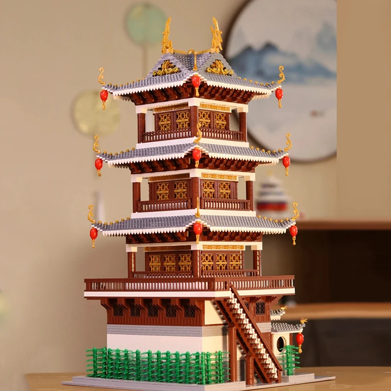 Bloques de construcción de torre de rima de bambú y sándalo, modelo de arquitectura tradicional china antigua, Mini juguetes de ladrillos para montar, 4184 Uds.