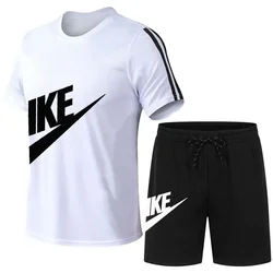 2024 Summer Hot Men's T-shirt+shorts Set Men's Sports Set Print Leisure Fashion Breathable Short Sleeve T-shirt Set - Men's Sets