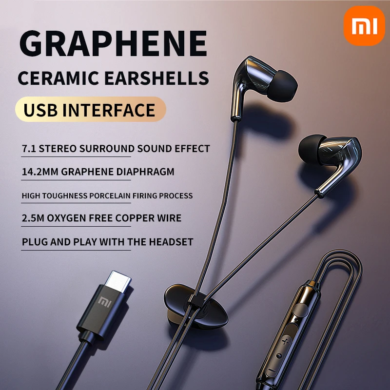 Xiaomi L01 TWS Wired Game Earphones Graphere Ceramic Earshells In-Ear7.1 Surround Sound Headphones Sport Waterproof Headset