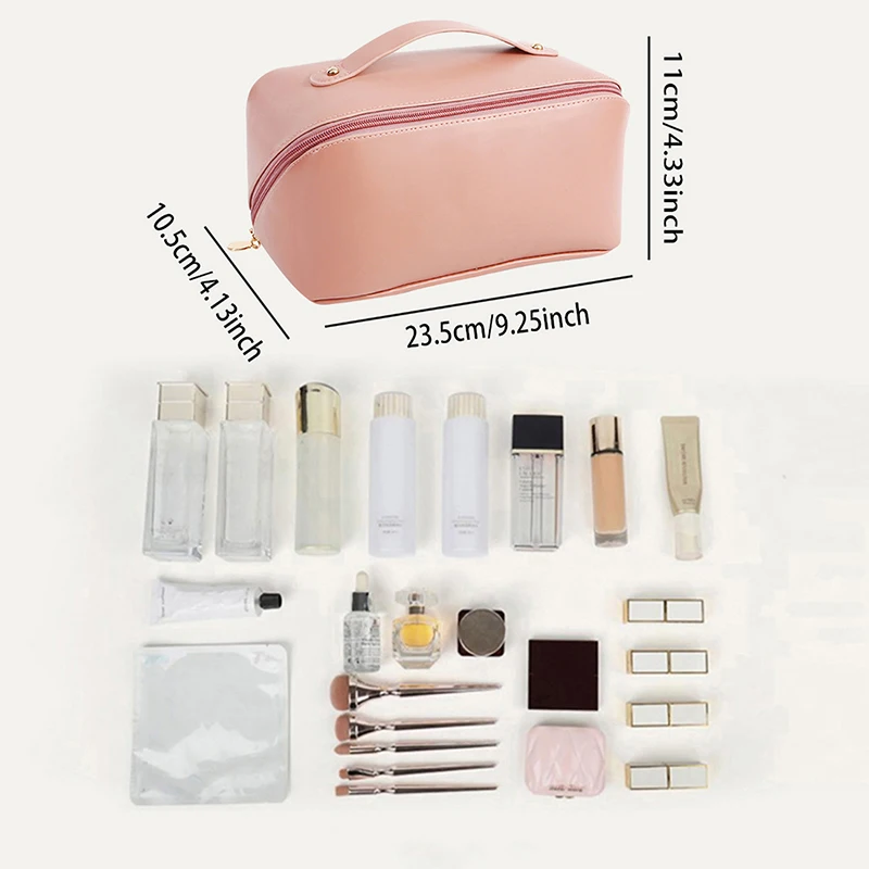 Borsa cosmetica da viaggio di grande capacità borsa da trucco portatile in PU borsa da bagno impermeabile da donna Kit da toilette multifunzionale