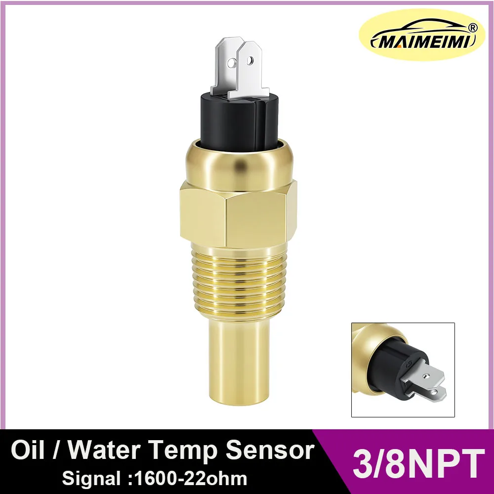 

Temperature Sensor 3/8 NPT Electrical Temp Sensor for Water / Oil Gauge Radiator Sender Transmitter Sending Unit 1600-22ohm