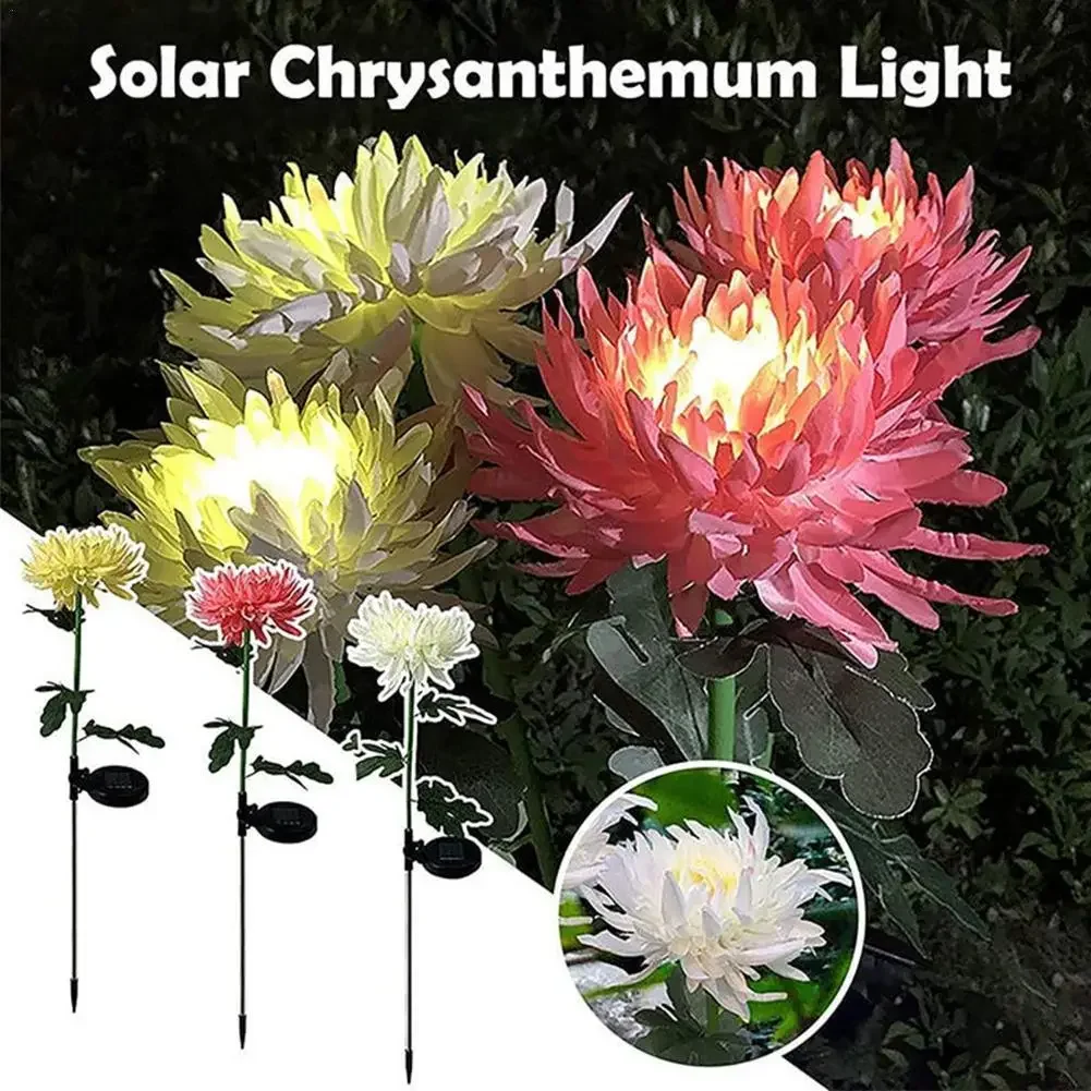 Solar Chrysanthemum Light Outdoor Garden Decorative Simulation Flower Pathway Lamp