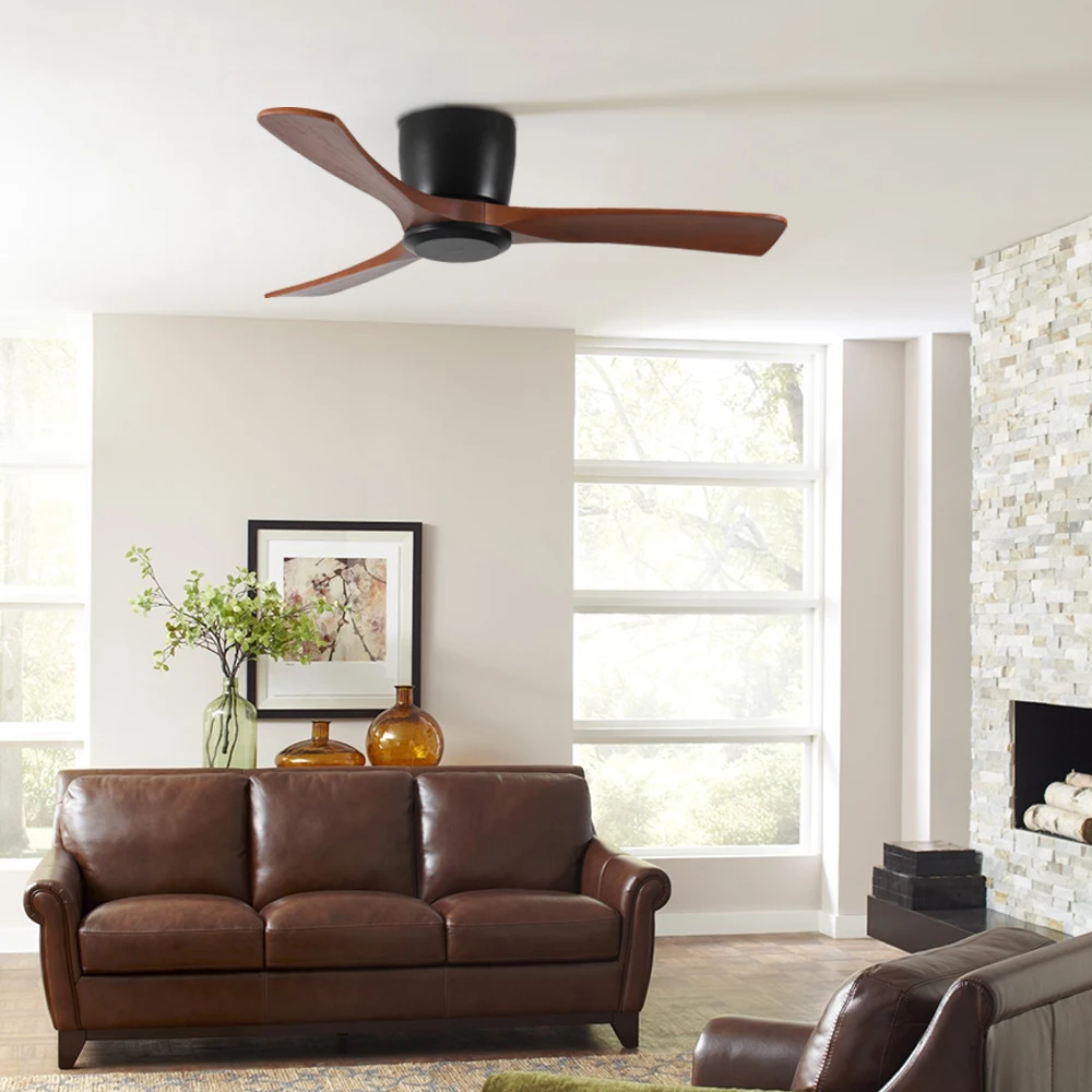 42 Inch Ceiling Fan no light with Remote Control, Low Profile Flush Mount Ceiling Fan without Light,Noiseless Reversible DC Moto