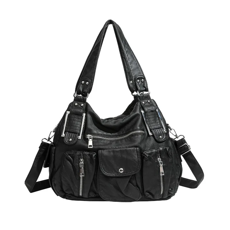 

2025 Autumn New Niche Design Multi-pocket Vintage Motorcycle Tote Bag Y2K Hot Girl Large Capacity Commuting Shoulder Bag Female