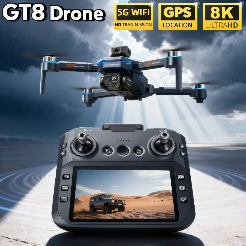 حار ل LSRC GT8 الطائرة بدون طيار 4K المهنية كاميرا مزدوجة FPV نظام تحديد المواقع فرش السيارات التدفق البصري تحوم للطي كوادكوبتر 8K RC درون