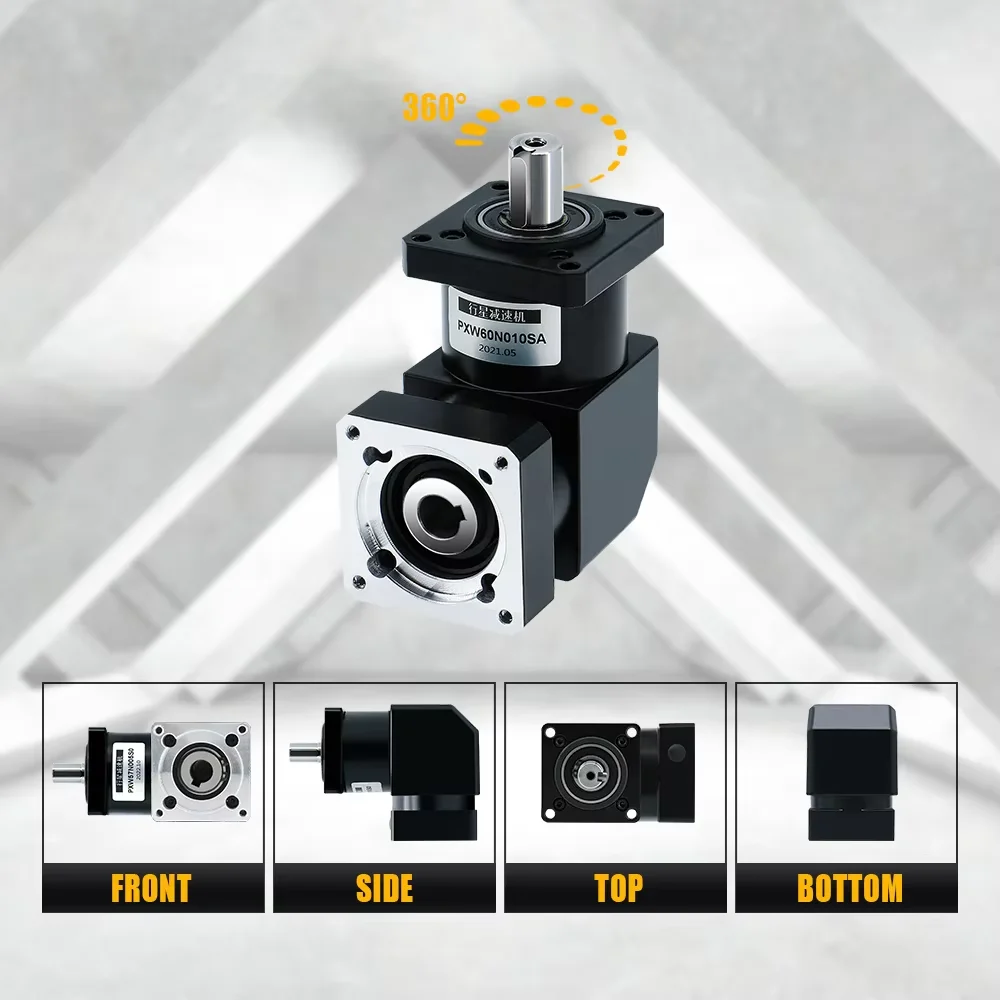 Nema23 Nema24 PXW57 PXW60 Right Angle Planetary Gear Reducer With Reduction Ratio 4 5 6 10 For CNC 57 Stepper 60 Servo Motor