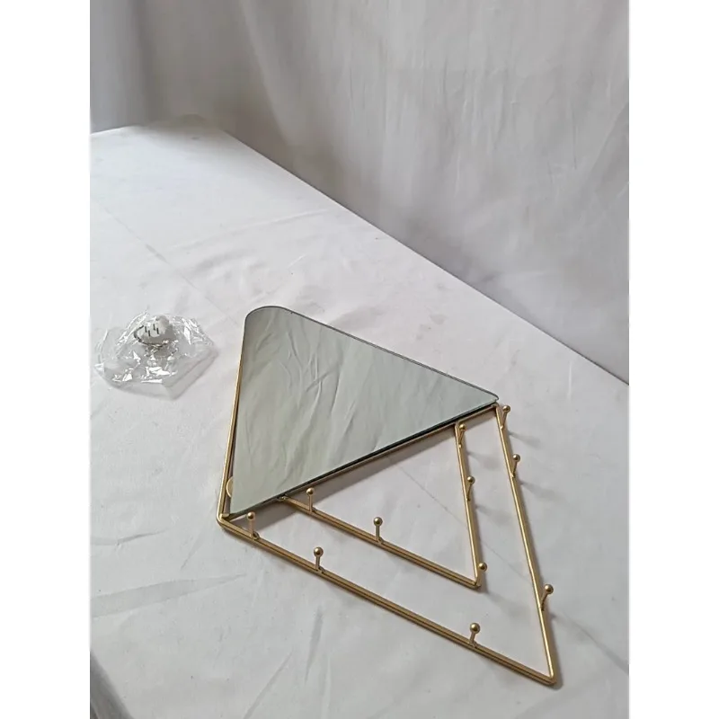 Golden Full Length Mirror, Modern Triangle Metal Frame Elegant Cheval Mirror Wall Mirror with Unique Geometric Design