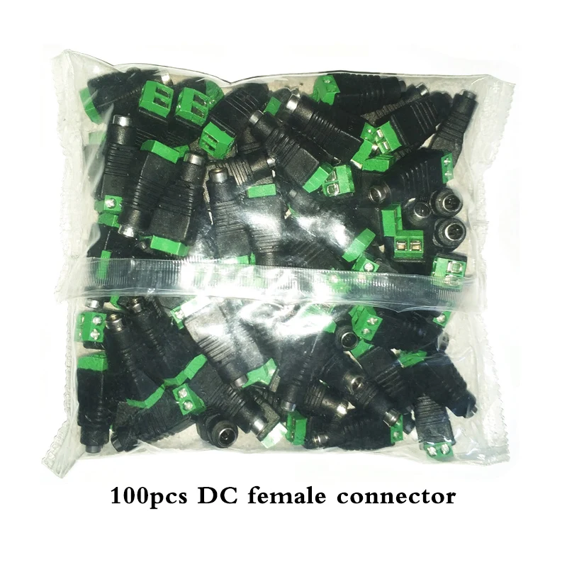 50pcs 100pcs DC Male Female Led Connector 2.1*5.5mm Power Jack Adapter Plug Cable Easy Connector For 5050 LED Light Strip/CCTV