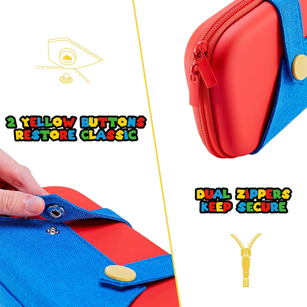 EVA-Aufbewahrungsschalter-Hülle, kompatibel mit Nintendo Switch/OLED, niedliche tragbare Switch-Tragetasche mit 10 Spielhaltern für Mario – Detail 6