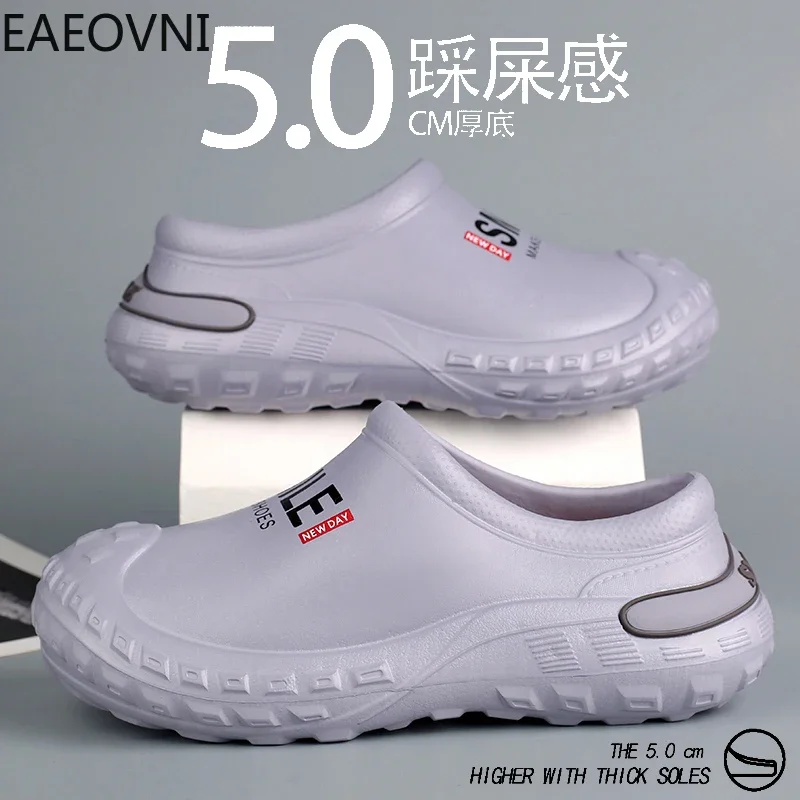 Comfortable Men's Slippe Eva Slippers Young Fashion Round Toe Water Proof Anti-wear EAEOVNI Slip-on Popular Model Shoes for Home