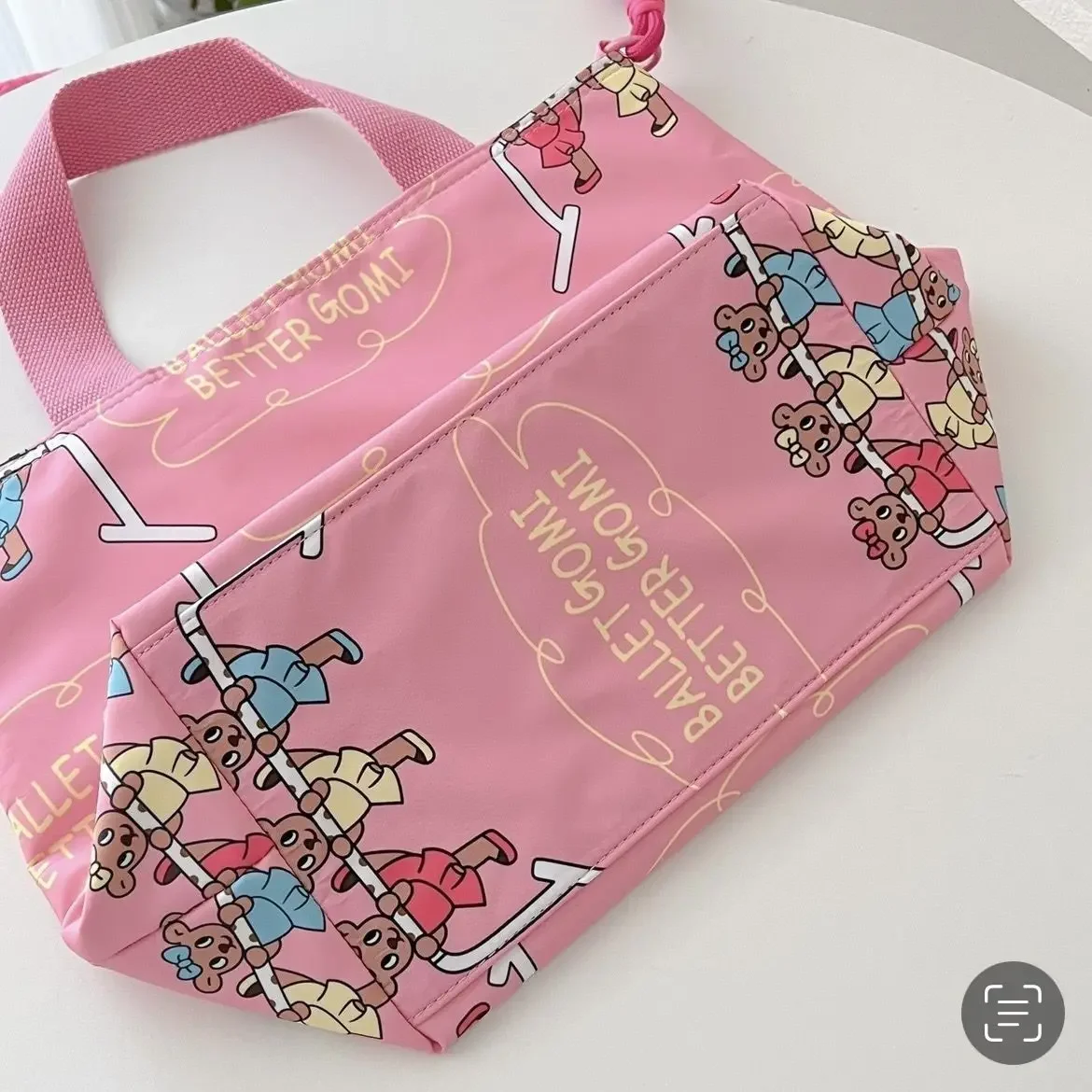 Cute Ballet Bear Bag for Women Polyester Large Capacity Leisure Shopping Bag Out Travel Multifunctional Mommy Tote Handbag