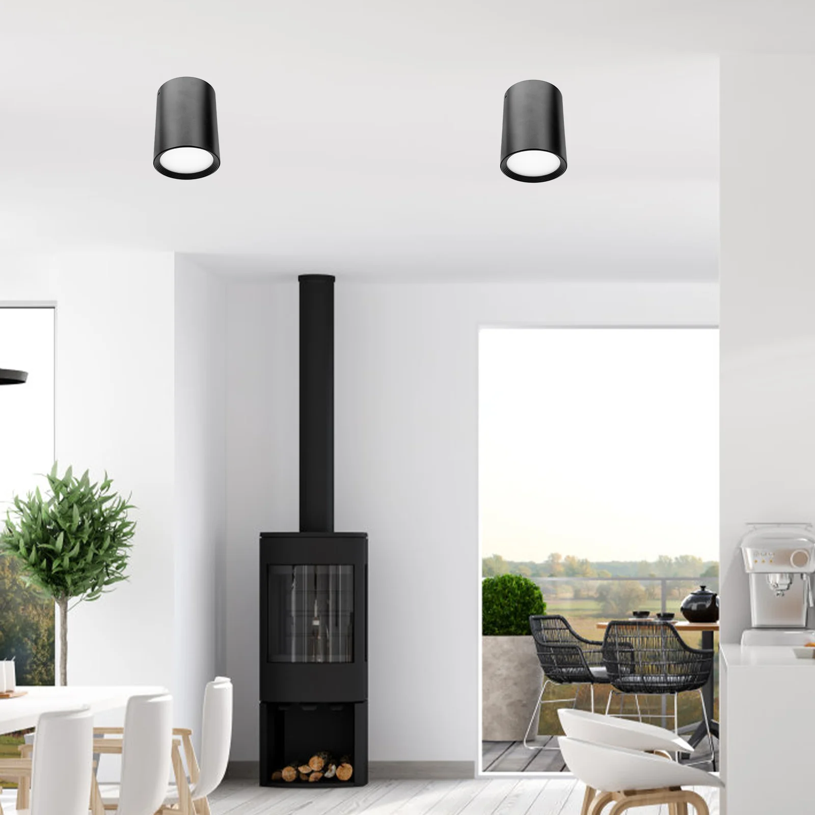 1Pcs Black LED Surface Mounted Ceiling Type Downlight Non-Punch Cob Spotlight Commercial Lighting Lamp for Mall Store