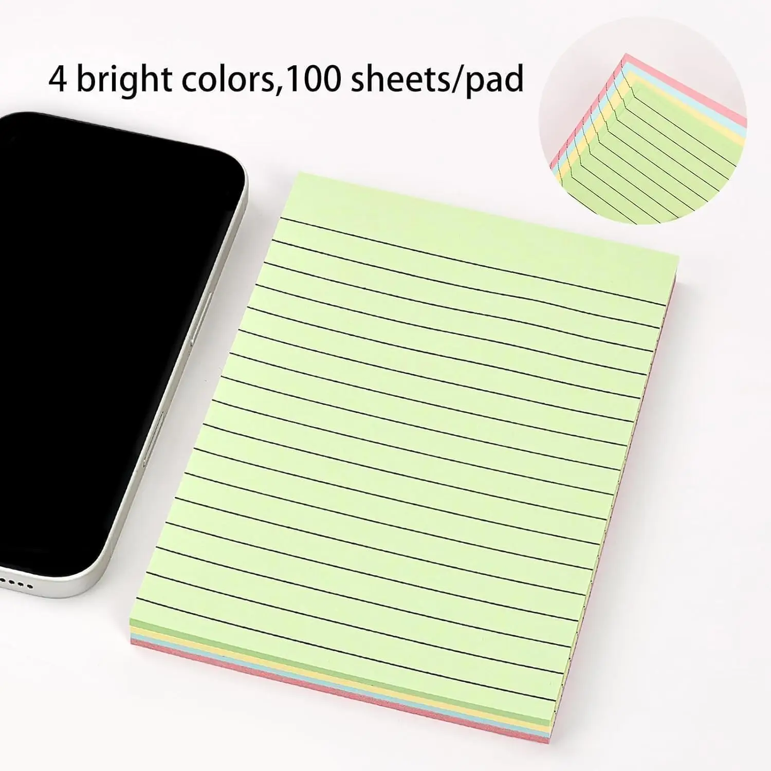 Notas adesivas, aderência forte, potência para pós-memorando, almofadas autoadesivas, fáceis de postar para casa, escritório, notebook