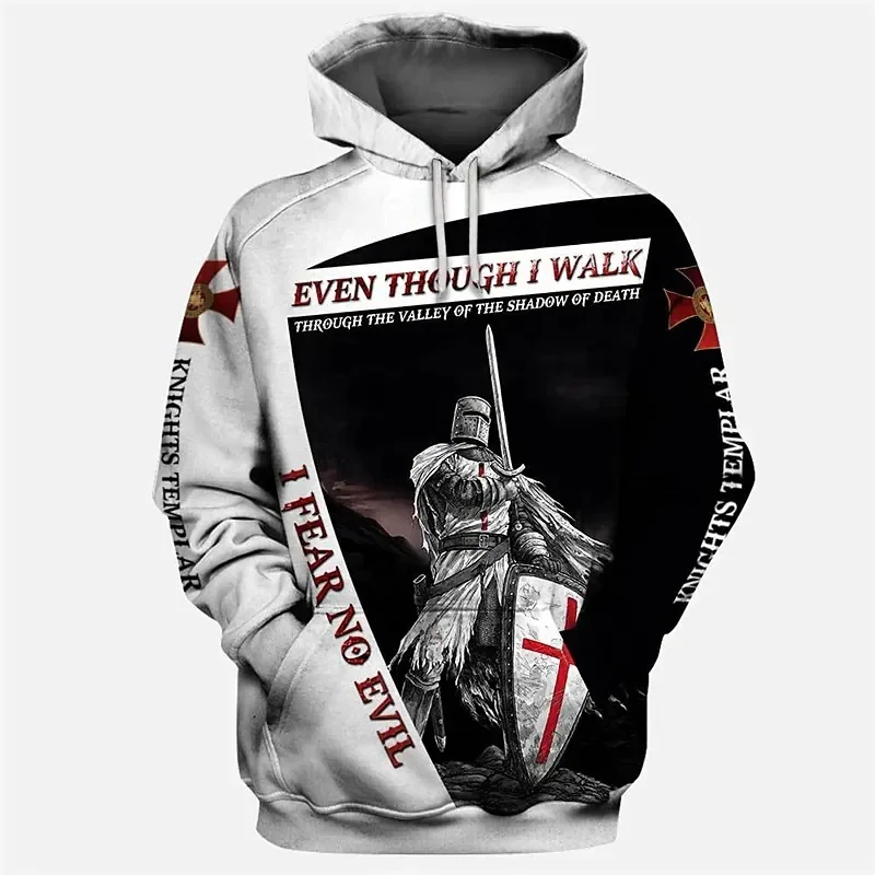 Hoodies 3d Print Knights Templar Sweatshirts Men Women Unisex Retro Hooded Oversized Fashion Street Loose kids Sweatshirts Coat