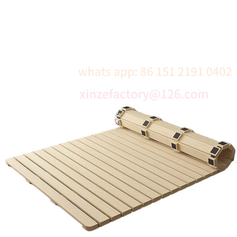

Customizable thickened bed board tatami pad row skeleton solid wood moisture-proof breathable roll folding board waist protectio