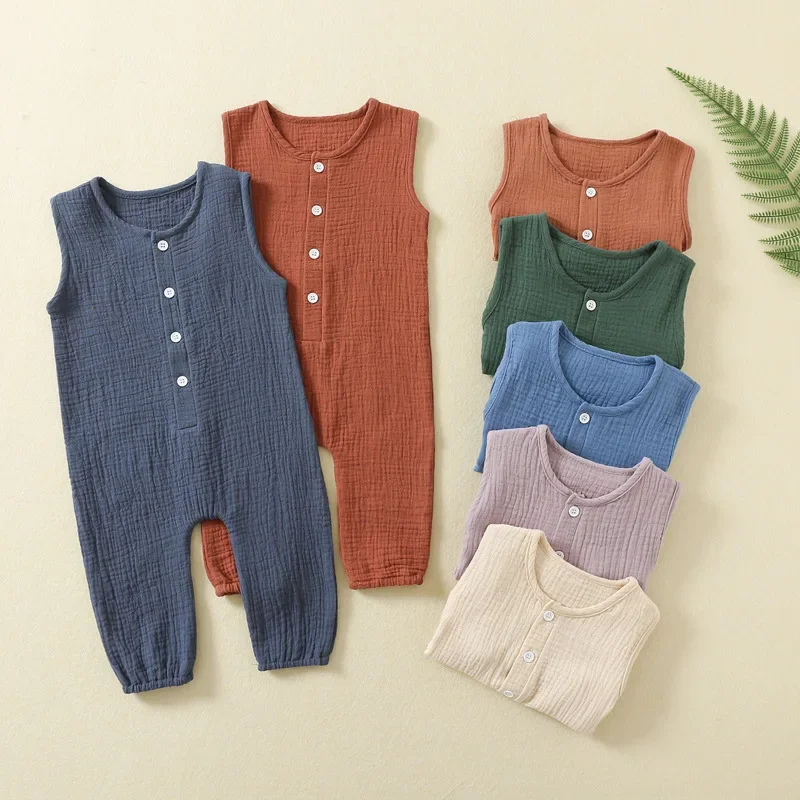 

Newborn Baby Clothing Soft Gauze Romper Thin Summer Jumpsuit Pajamas Boy Girl Play Sleep Suit Outfit Cotton Pyjamas