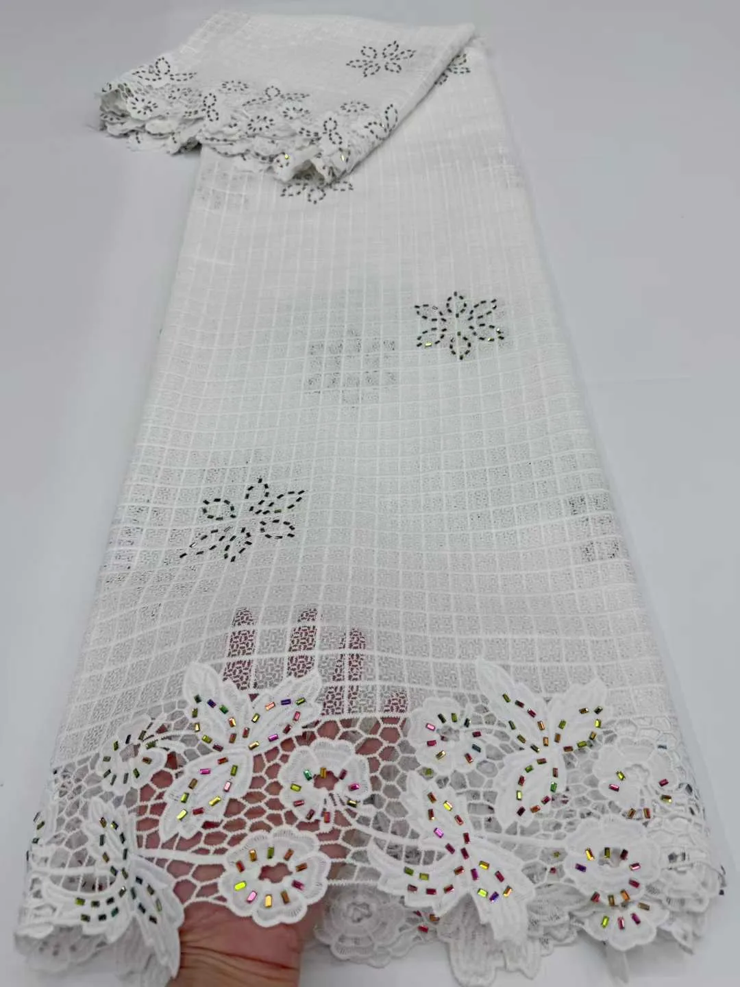 

Высококачественная африканская кружевная ткань с вышивкой и камнями, 5 ярдов, нигерийский гипюровый шнур, кружевная ткань для вечерних женщин, вечеринок