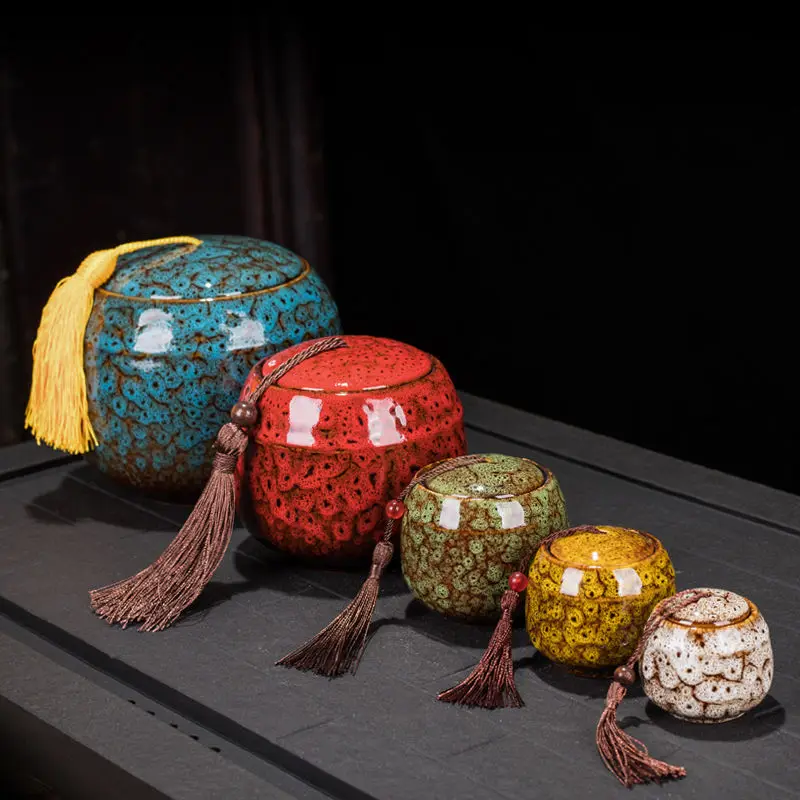 Color Ceramic Canister Memorial Pet Urn Seal Pot Big Keepsake Casket Porcelain Jar Human Ashes Storage Memento Burial Holder