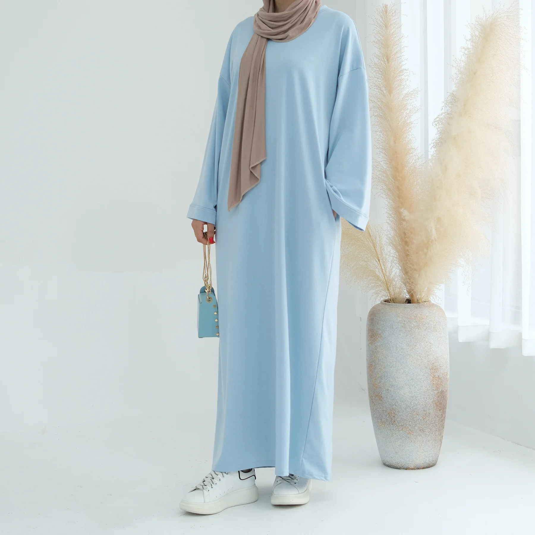 Dubai Middle East Turkey Dubai Solid Color Sweater Dress abaya