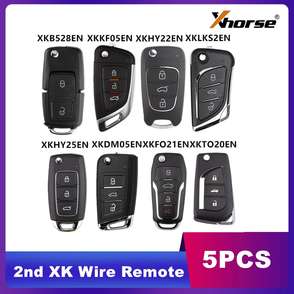 

5 шт. Xhorse XKTO20EN XKFO21EN XKDM05EN XKHY25EN XKLKS2EN XKHY22EN XKKF05EN XKB528EN Проводные ключи-пульты 2-го поколения