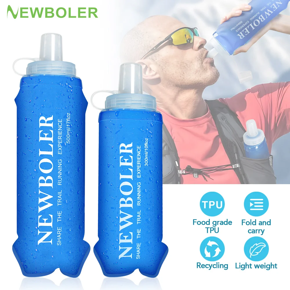 NEWBOLER 300/500ML Water Bottle TPU Folding Soft Bottle Outdoor Sport Water Bag Collapsible Water Bottle Running Camping