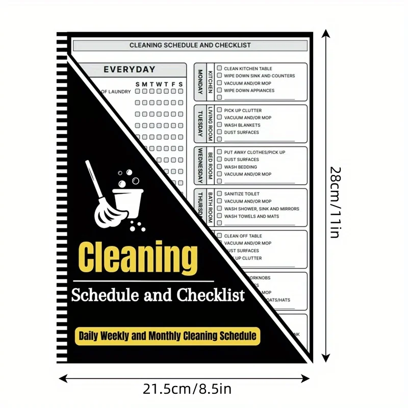 Планировщик уборки из 1 частей с расписанием, еженедельными и ежемесячными планами домашней уборки — идеальное решение для скучных выходных.