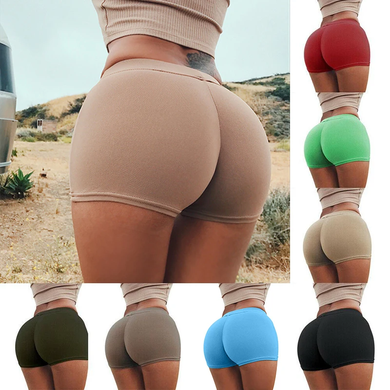 

Women's Yoga Shorts Solid Color Slim Elastic Low Waist Bottoming Shorts Anti-Exposure Safety Pants Sport Fitness Short Pants