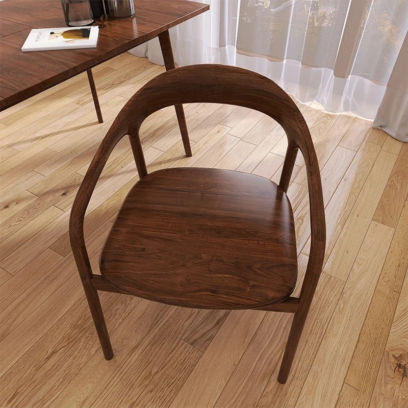 Nordic modern minimalism, Kennedy presidential chair, black walnut back dining chair