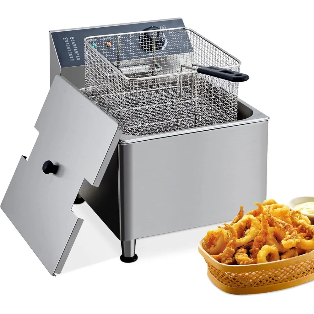 

11L Electric Countertop Deep Fryer with Basket, Stainless Steel, Suitable for Restaurants and Home Use