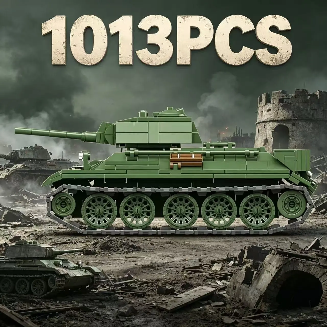 T34/76 Medium Tank 1940 Type Full Internal Structure Tank Model Assembles Building Blocks MOC Brick Model Kit Christmas Gifts