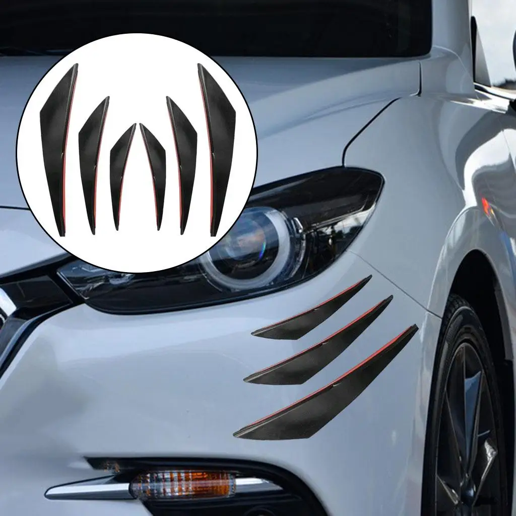 

6-компонентный автомобильный передний бампер, разделитель, внешняя губа, универ, клей, спойлер для кузова автомобиля, канавки, пластины для дайвинга, легко устанавливается