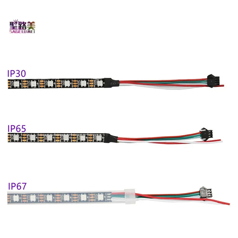 Taśma Led 1m/5m WS2812/2812B DC5V SMD5050 z możliwością indywidualnego adresowania listwa oświetleniowa taśma Led czarna/biała PCB IP30 IP65 IP67