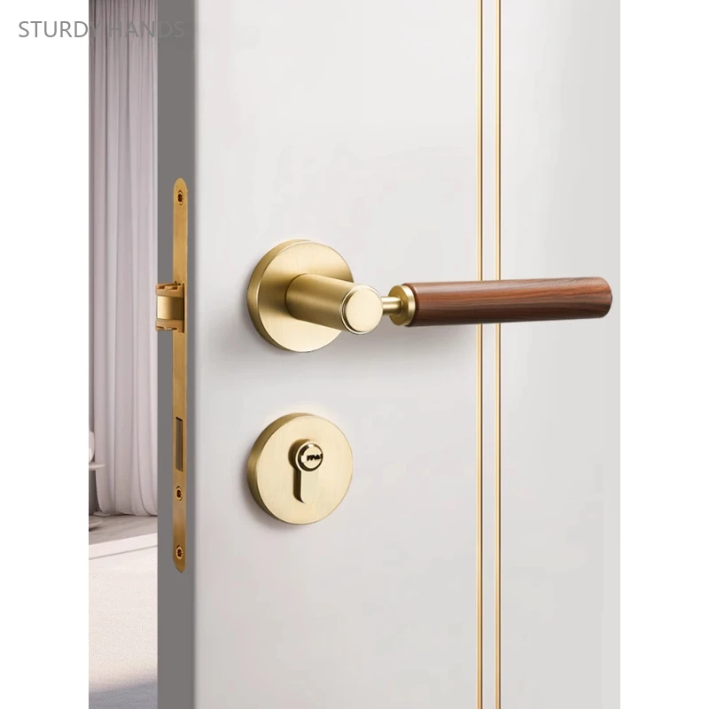 

1 set of zinc alloy silent door locks new Chinese style retro door indoor split handle lock with key included