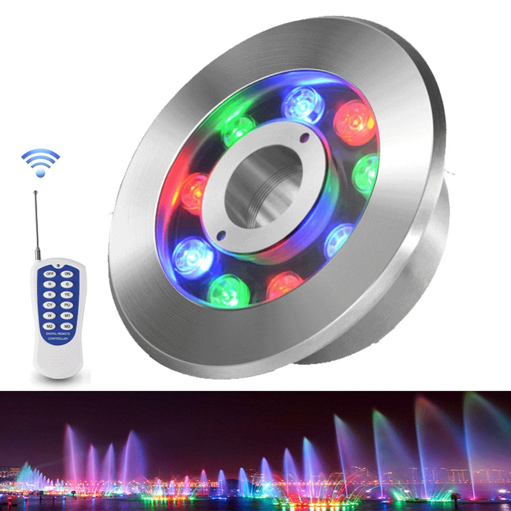 

12W RGB LED Fountain Light IP68Waterproof AC12V 6W 9W Floor Waterproof Lamp Buried Hot Spring Light Underwater Light Spill Lamp