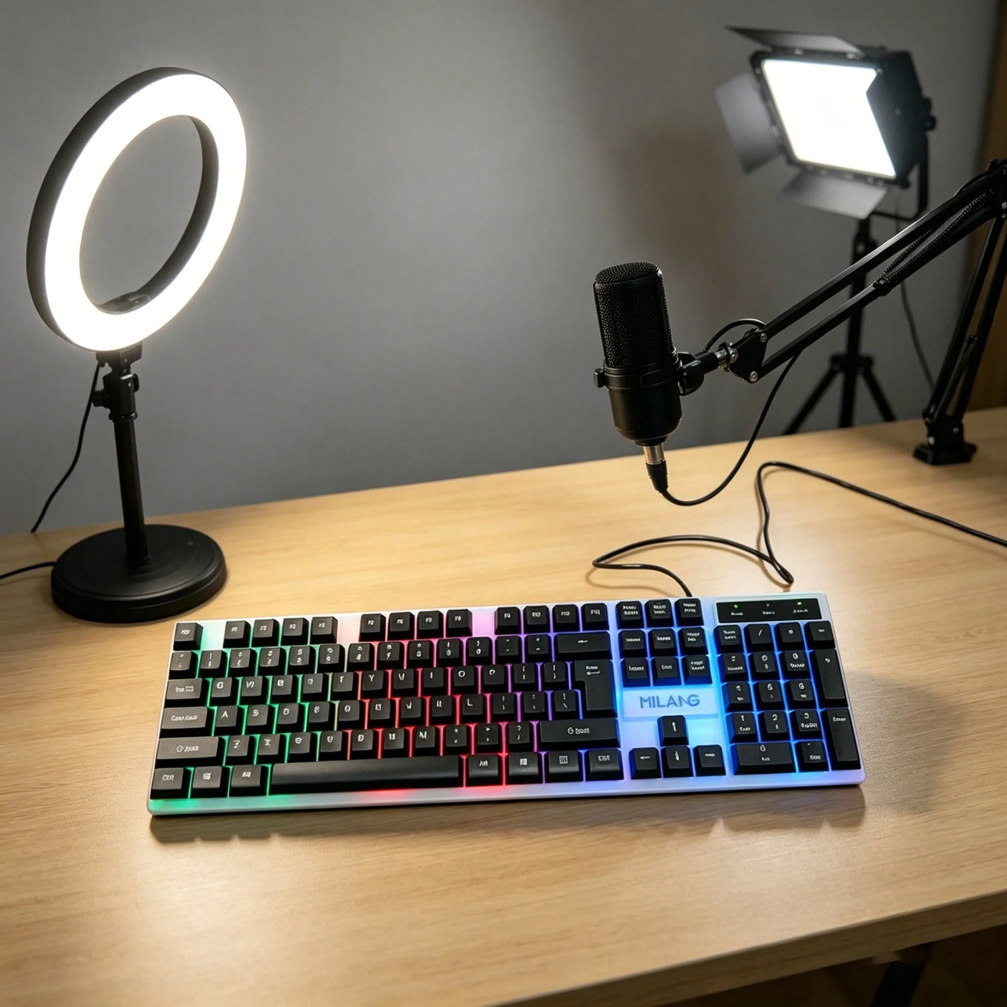 1pcsRGB Backlit Gaming Keyboard and Mouse Set, Wired 104-Key Mechanical-Feel Keyboard with LED Lighting, Ergonomic High-Precision Gaming Mouse, Plug-and-Play Keyboard and Mouse Combo for PC Gaming, Office Desk Accessories, Home, Laptop & Desktop Computers