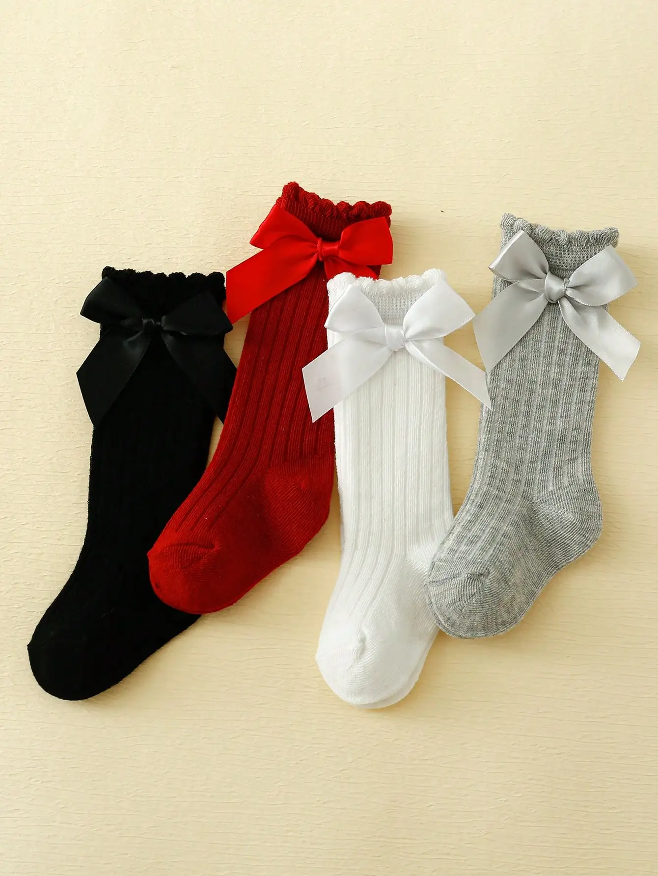 4pairs Baby Girls Bow Decor Anti-Mosquito Socks