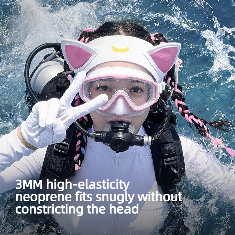 Cute Cartoon Cat Diving Headband Neoprene High Elastic Swimming Hair Band For Surfing Rafting Water Sports