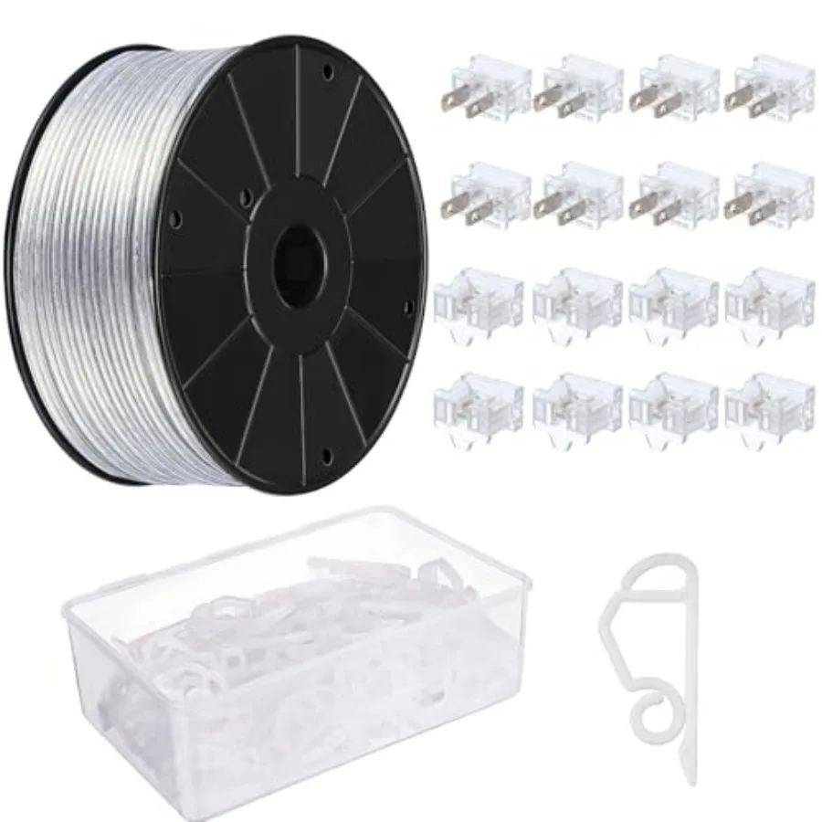 

Комплект из 2-х проводов SPT-2 длиной 30 метров для рождественских гирлянд с разъемами типа «вампир» (мама/папа) и зажимами для лампочек, всепогодный, 18AWG, 2-жильный